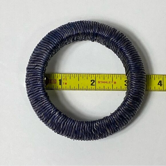 Women's Blue Denim Textured Boho Bangle Bracelet - Picture 2 of 10